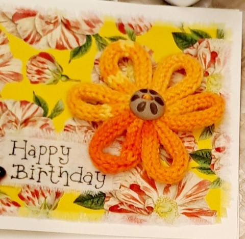 Happy Birthday Crochet Flower Card